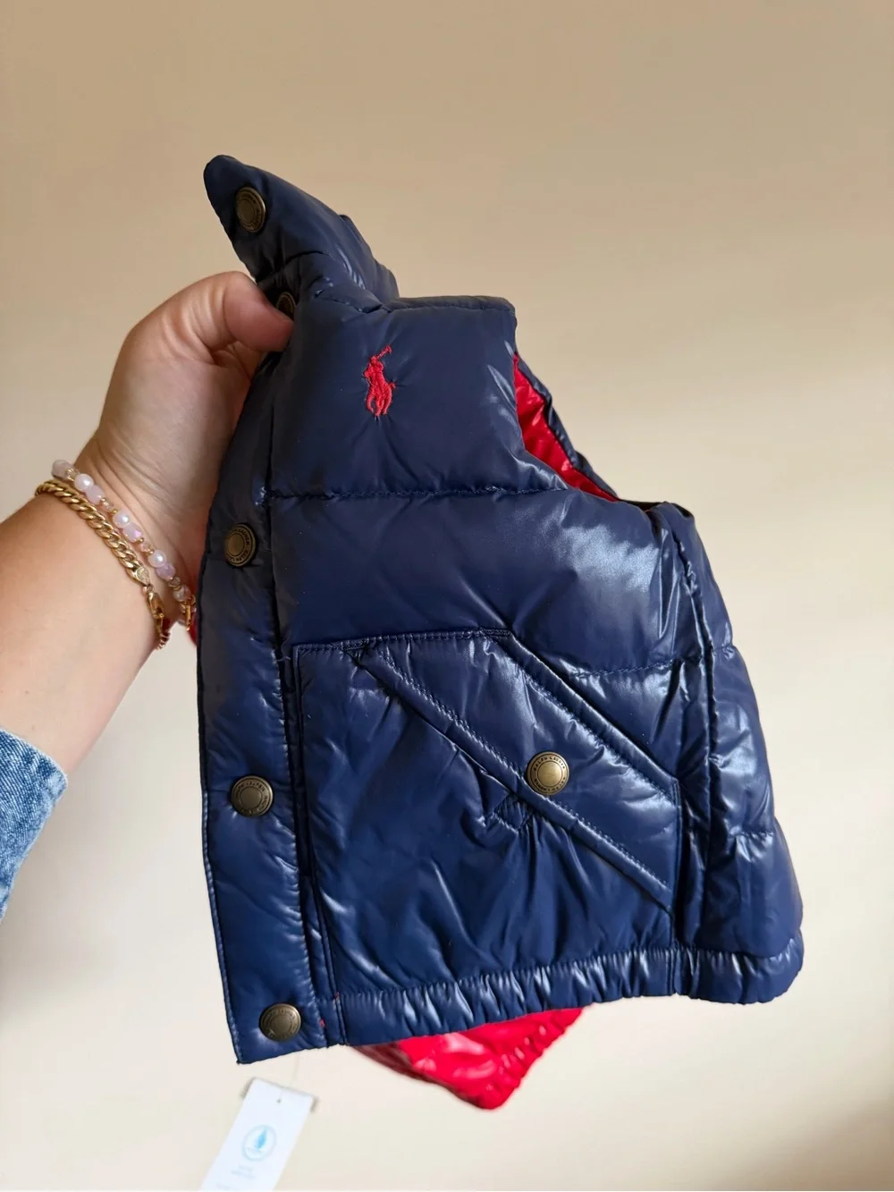 RALPH LAUREN Baby Boy Reversible Red + Blue Puffer Vest -- Size 6 Months -- NWT